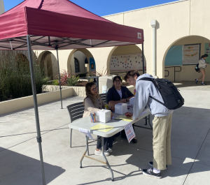 Rowan Harmon ('27) votes in the mock election on Wednesday, October 30th during lunch on the terrace outside the cafeteria. Jayla Stafford ('25), another student who voted, reflected that, "it was very fun to vote in the mock election. And I think the idea of a mock election at school is a good idea because it forces people to do research and look into what they were voting for. Definitely a valuable experience."